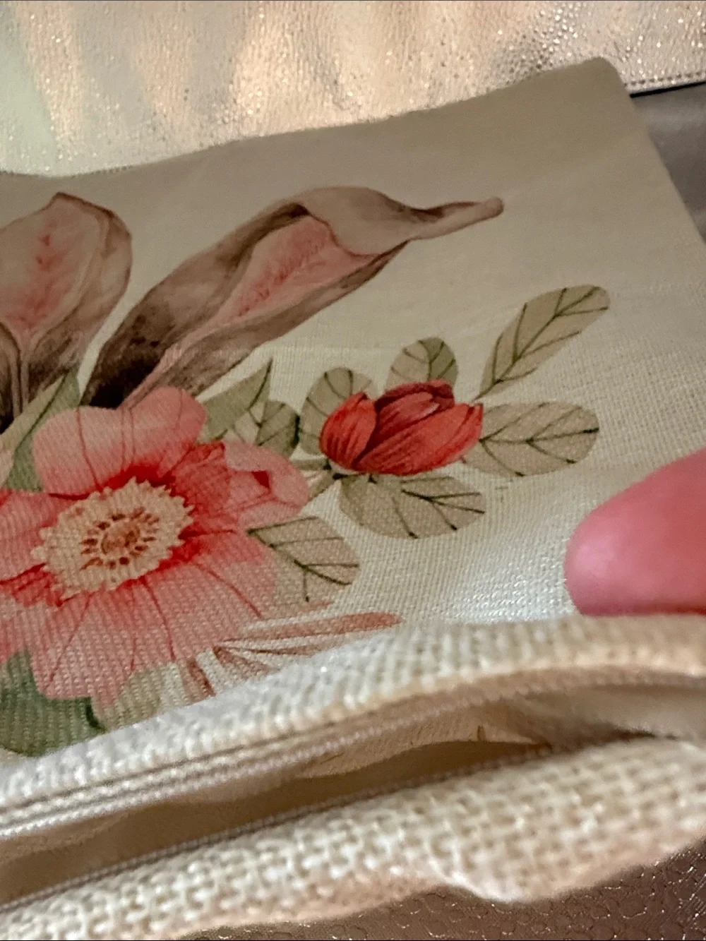 Floral Pink Bunny Ears Decorative Pillow Cover